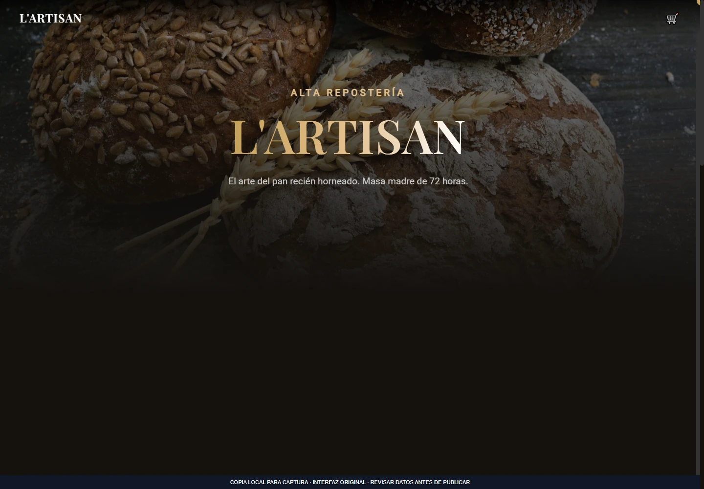 Presentación original de la variante para panadería. Diseño y contenido de muestra del catálogo comercial.
